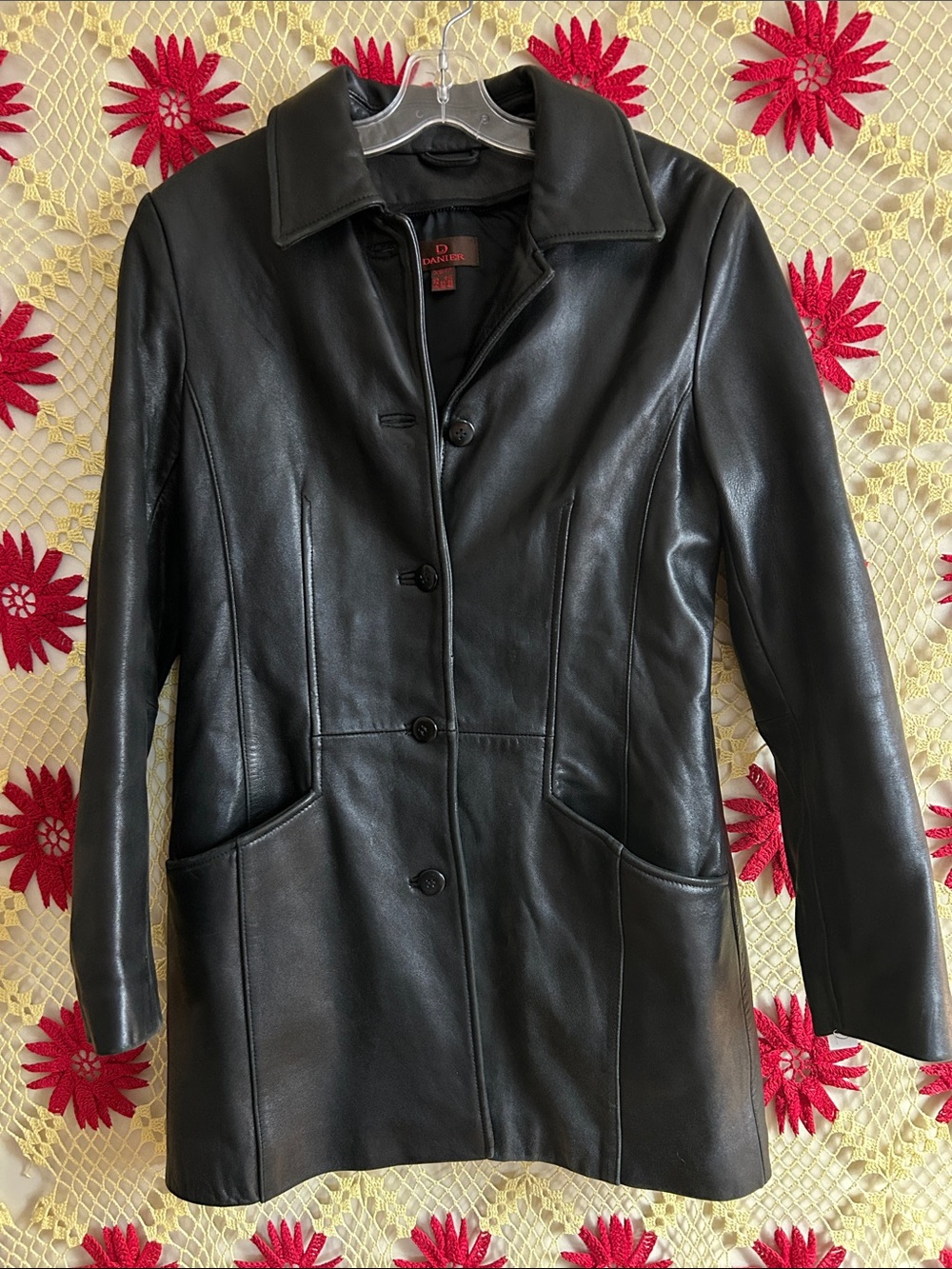 Danier Black Leather Longline Blazer Jacket XS 90s Y2K